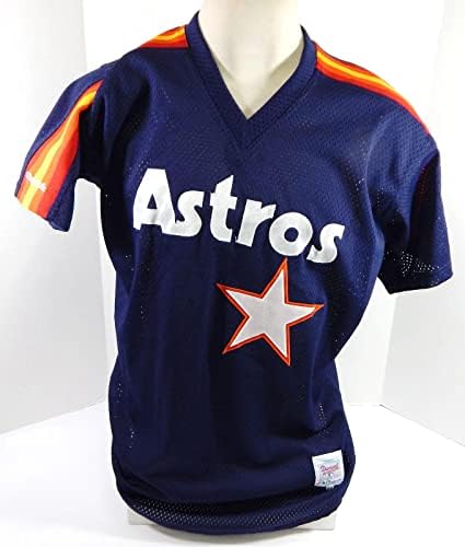 1986-93 Houston Astros Boş Oyun İhraç Donanma Forması Vuruş Uygulaması 44 65 - Oyun Kullanılmış MLB Formaları