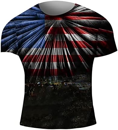 Yaz Erkek T Shirt erkek Yaz Açık Bağımsızlık Günü Baskılı kısa kollu tişört Rahat Üst Erkek Uzun T