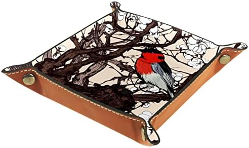 Sakura'daki Tacameng Küçük Kırmızı Kuş, Saklama Kutuları Küçük Deri Vale Tepsisi Anahtar, Telefon, Bozuk Para, Cüzdan,
