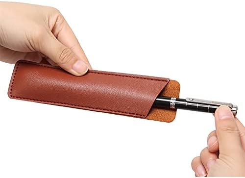 GSHLLO 4 Adet Kahverengi PU Deri Kalem Kılıfı Kol Tutucular Tek Kalem Kutusu Tükenmez Kalem Hediye Paketleme Çantası