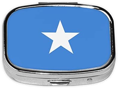 Somali bayrağı Kare Mini Hap Kutusu Seyahat Tıp Bölmeleri Organizatör Taşınabilir Metal Hap Durumda