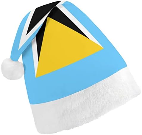 Saint Lucia Bayrağı Noel Şapka Kişiselleştirilmiş Santa Şapka Komik Noel Süslemeleri