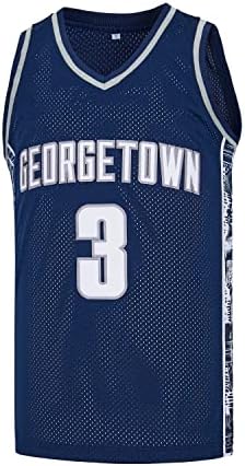 CGUBJI erkek 3 Georgetown Collegiate Atletik İşlemeli Retro Basketbol Forması