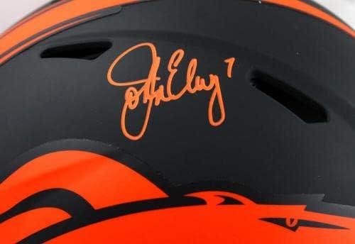 John Elway İmzalı Denver Broncos F / S Eclipse Speed Otantik Kask-BeckettWHolo İmzalı NFL Kaskları