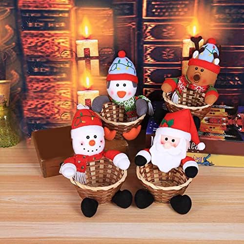 Merry Christmas Şeker Depolama Sepeti Santa Kardan Adam Dokuma Sepetleri Depolama Sepeti Noel Süslemeleri Masaüstü