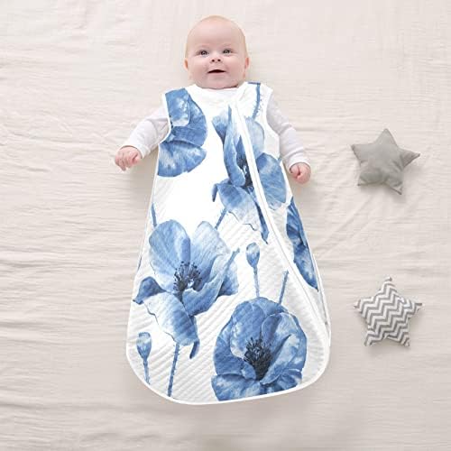 vvfelıxl Unisex Mavi Haşhaş Çiçekler Bebek Uyku Tulumu, Bebek Giyilebilir Battaniye, Yürümeye Başlayan uyku tulumu,