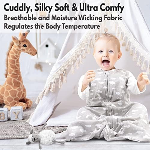 Bebek uyku tulumu Giyilebilir Battaniye 12-18 Ay, 0.5 TOG Kolay Bebek Bezi Değiştirme için 2 Yönlü Fermuarlı %100