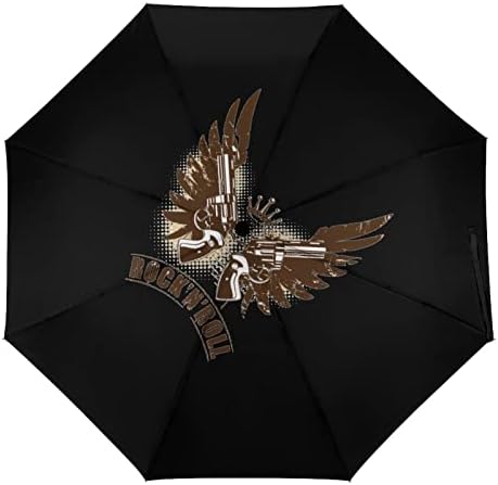 Rock N Roll Tabancası Rüzgar Geçirmez Seyahat Kompakt Şemsiye Katlanır Otomatik Şemsiye Yağmur Sırt Çantası Araba