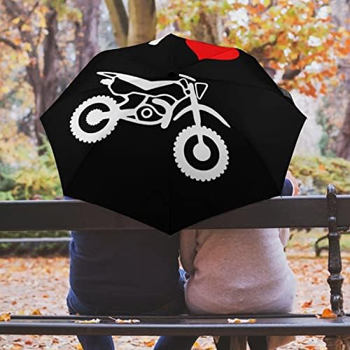 Ben Aşk Motocross Rüzgar Geçirmez Seyahat Kompakt Şemsiye Katlanır Otomatik Şemsiye Yağmur Sırt Çantası Araba