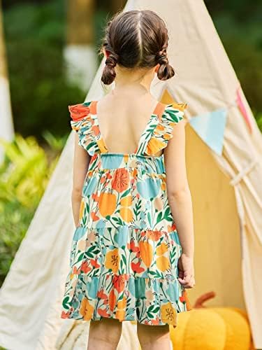 Küçük Kızlar Yaz Kolsuz Elbise Rahat Çiçek Plaj Sundress Katmanlı Salıncak Prenses Elbise Fırfır Kollu 2-8T