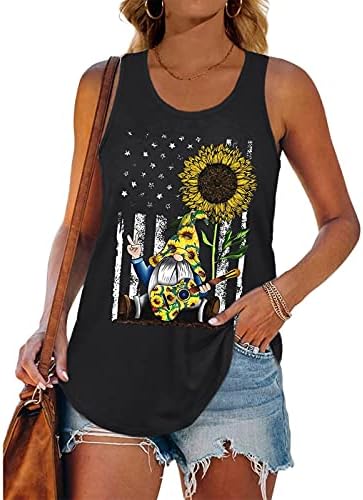 4th Temmuz Gömlek Tankı Üstleri Kadınlar için ABD Bayrağı Yaz Casual Kolsuz T-Shirt Yıldız Çizgili Kravat Boya Koşu