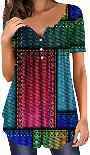 XpıgPq 2023 Bayan Tunik Üstleri Yüksek Göbek Gevşek Rahat Kısa Kollu Tee Gömlek Yaz Sevimli Baskı Dökümlü Pilili Bluz
