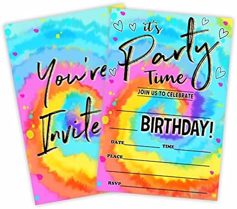 Kravat Boyası Doğum Günü Davetiyeleri-Parti Zamanı! Doğum günü Partisi Davet Kartları(20 Adet) Zarflar, Dolgu Tarzı