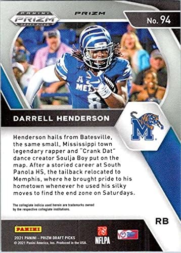 2021 Panini Prizm Taslak Seçtikleri Prizler Gümüş 94 Darrell Henderson Memphis Tigers Futbol Ticaret Kartı
