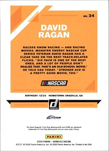 2020 Donruss Yarış Mor 34 David Ragan S49 Seçin Panjur / Ön Sıra Motorsporları / Ford Resmi NASCAR Ticaret Kartı