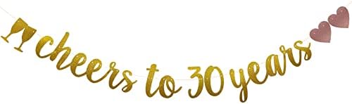 Şerefe 30 Yıl Afiş, Önceden Gerilmiş, Altın parlak kağıt Çelenk 30th Doğum Günü / Düğün Yıldönümü Partisi Süslemeleri
