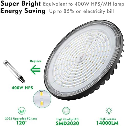 bulbeats 8 Paket UFO LED yüksek raf lambası, 100W, 14000lm (Eqv.400W MH / HPS) Yüksek Bölmeli LED ışıklar, 5000K,