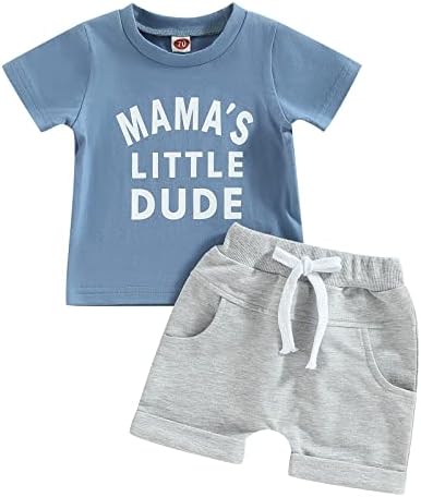 Bıhanvse Toddler Erkek Bebek Yaz Kıyafeti, Kısa Kollu Mektup baskılı tişört Üstleri İpli Şort 2 Adet Giyim Seti