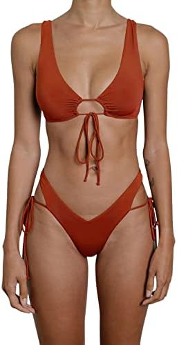 Karın Germe Bikini İki Parçalı Bikini Mayo Seksi Mayo Halter Üçgen Üstleri Dize Bikini setleri