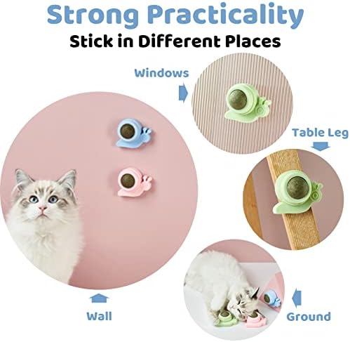 Kediler için Catnip Topları Duvar, 3 Paket Catnip Oyuncakları, Diş Temizleme Kedi Oyuncağı, Kediler için Dönebilen