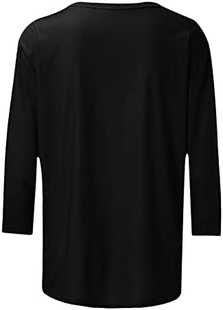 Kadınlar için Yaz Moda 2023 Temel Tees 3/4 Kollu Şık Casual Tunik Üstleri Gevşek Fit Crewneck Bluz T-Shirt