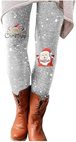 Kadın Noel Tayt Yüksek Bel egzersiz pantolonları Karın Kontrol Noel Baba Kar Tanesi Baskı Sevimli Spor Legging Tayt