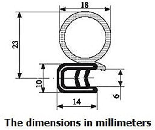 Trim kapı kauçuk conta büyük ampul 0.70 ampul çapı X 0.039 -0.23 kavrama aralığı X 0.55 U yükseklik (3 Feet)
