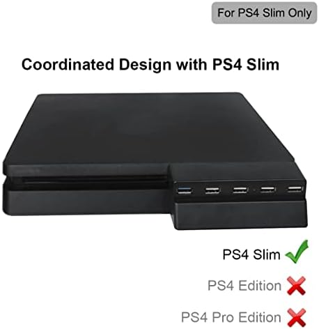 PS4 Slim için USB Hub 5 Bağlantı Noktası (1x USB 3.0 ve 4x USB 2.0) USB Genişletici, Ek USB Bağlantı Noktaları Playstation