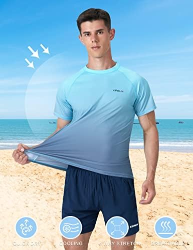 Erkek Yüzmek Gömlek Kısa Kollu Hızlı Kuru UPF 50+ Güneş Koruma Döküntü Guard Plaj Balıkçılık T Shirt