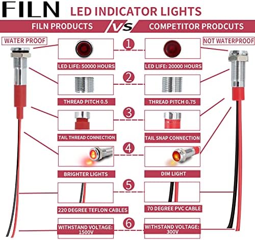 FİLM 5 ADET 6MM (1/4‘) 12V LED gösterge ışığı Mini Metal Su Geçirmez IP67 Pilot Sinyal Lambası Kırmızı Yeşil Sarı