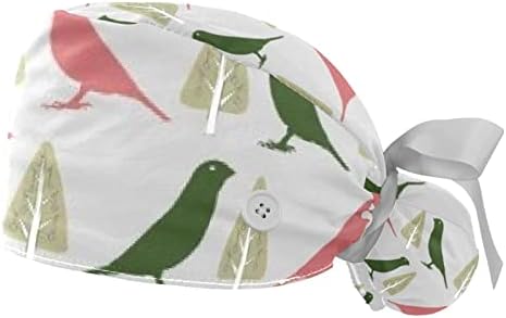 2 Paket çalışma kapağı Kadınlar için Düğme ile Uzun Saç Ayarlanabilir Elastik Kravat Geri Şapka Kabarık Kapaklar Domuz