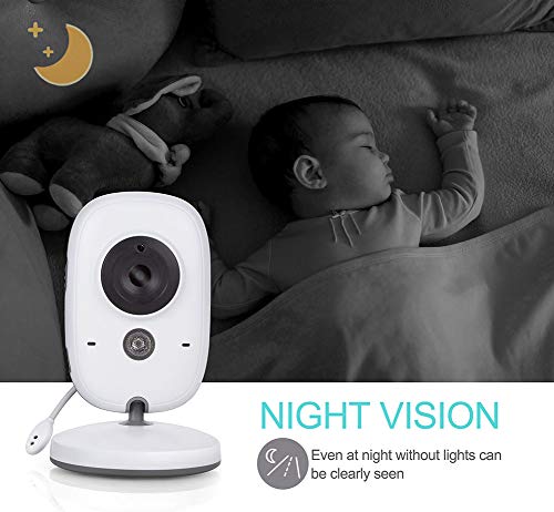 POOKI bebek izleme monitörü için Kamera ile Gece Görüş ve Sıcaklık Sensörü, yüksek Kapasiteli Pil ve Oda Sıcaklığı