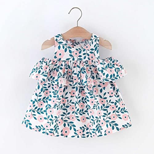 Toddler Kolsuz Kolsuz Çiçek Bebek Kız 6M-3Y Baskılı Bebek Prenses Ruffles Kız Elbise Ceketler