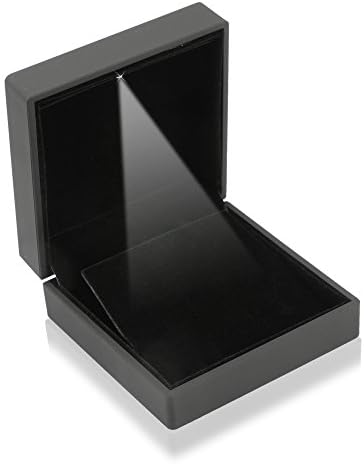 Geff ev takı büyük kolye/küpe hediye kutusu ile led ışık (siyah)