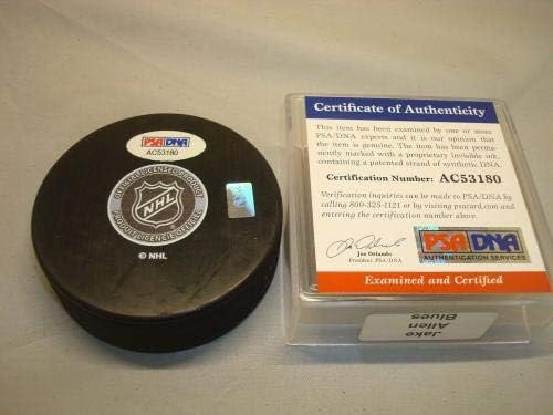 Jake Allen İmzalı St. Louis Blues Hokey Diski İmzalı PSA / DNA COA 1B İmzalı NHL Diskleri