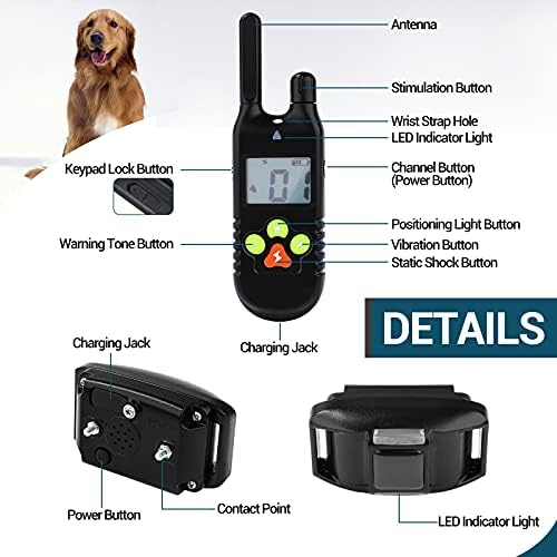 Köpek Eğitim Yaka, 2 Köpek Bip Titreşim ve Şok Modları 3280Ft Uzaktan Aralığı Uzun Bekleme süresi Köpek Arayan LED
