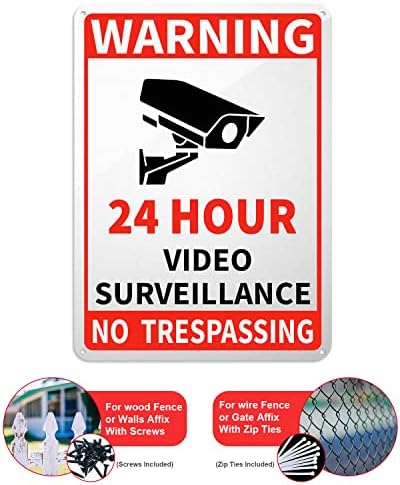 2'li Paket Video Gözetim İşareti - Ev ve Dış Mekan için Güvenlik Kamerası Uyarı İşareti-İzinsiz Girilmez Alüminyum