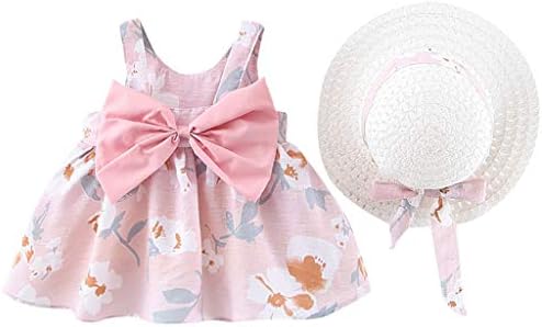 Toddler Bebek Çocuk Kız Çiçek Çiçekler Prenses Elbise Şapka Kıyafetler Giysileri Paskalya Elbise (Sarı, 12-18 Ay)