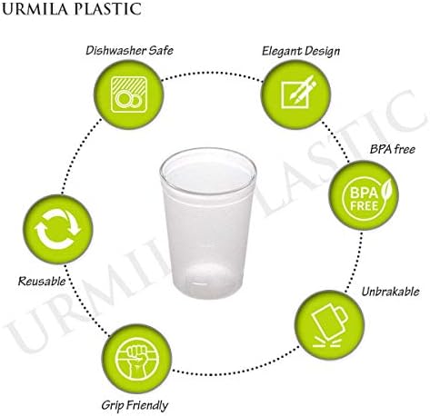 Urmila Plastik Polikarbonat Düzenli içme bardakları Su Suyu yemek masası Ev Mutfak Parti Restoran 200 ml 24 Set Şeffaf