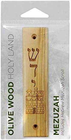 Parşömenli 4 Zeytin Ağacı Mezuzah, Toplu Çeşit Çeşitleri 1, İsrail'de Üretilmiştir, Kapı ve Duvar için Dini Ev Dekoru,