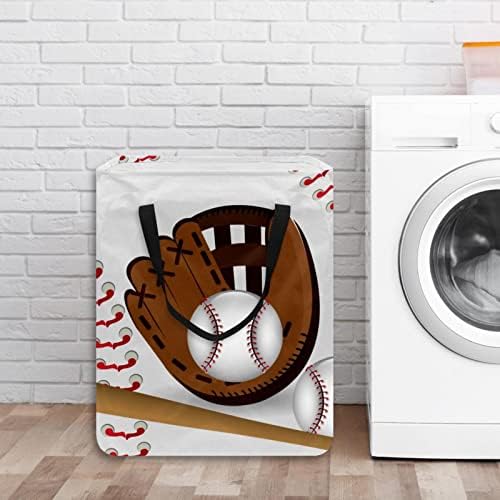 Beyzbol eldiveni Spor Baskı Katlanabilir çamaşır sepeti, 60L Su Geçirmez çamaşır sepetleri Çamaşır Kutusu Giysi Oyuncak