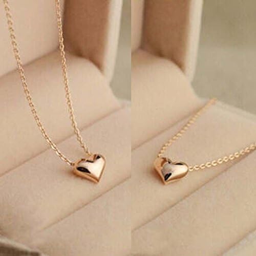 wassana romantik bayanlar basit tasarım şık altın renk zinciri kalp aşk kolye kolye