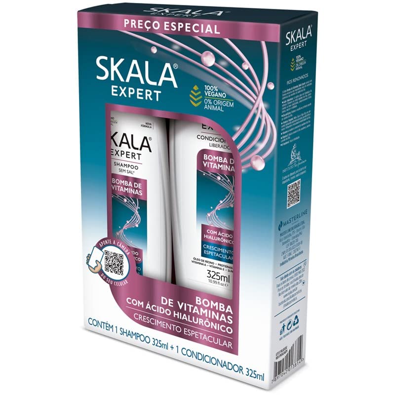 Skala-Linha Expert-Kit Bomba de Vitaminas Şampuan e Condicionador 2 x 325 Ml - (Uzman Koleksiyonu-Vitamin Bomba Şampuan