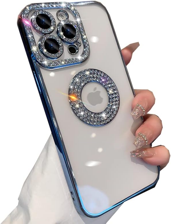 ıphone 13 Pro Max için Kılıf, Kamera Koruması ile Glitter Sparkle Elmas Bling Rhinestone Parlak Sevimli Kapak İle