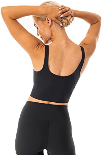Lavento kadın Longline spor sutyeni Çıplak Duygu-Yoga kırpma kolsuz yelek Dahili Sütyen ile