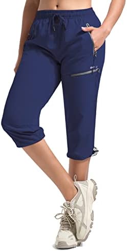 BVVU kadın Kargo Kapriler yürüyüş pantolonu Hafif Hızlı Kuru Joggers Yaz Açık Su Geçirmez egzersiz cepli pantolon