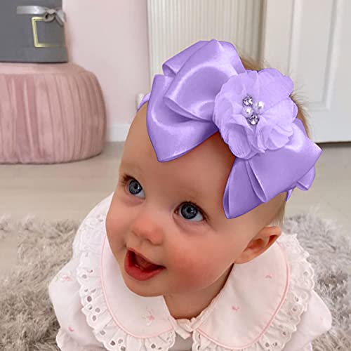 Kızlar Bebek Sıkı Bantlar Çiçek İlmek Şapka 3 ADET Katı Bebek Bakımı Bebek Kız Yay Aksesuarları (B, Bir Boyut)