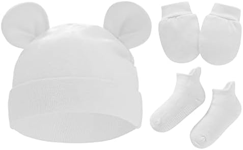 Zando Bebek Şapka Eldivenler ve Çorap Seti Yenidoğan Şapka Kulak Eldivenler Yenidoğan Bebek Erkek Bebek Şapka Bebek
