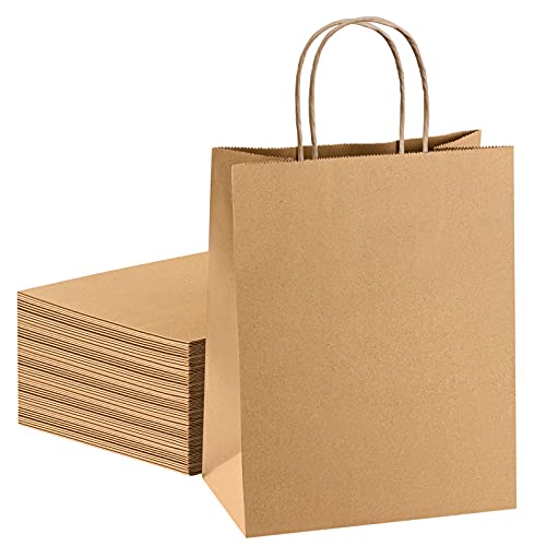 Boxusa Kağıt Torba 8x4.25x10. 5 Kahverengi 110 adet Hediye Keseleri Kulplu Orta Boy Kağıt Torbalar, Kraft Torbalar