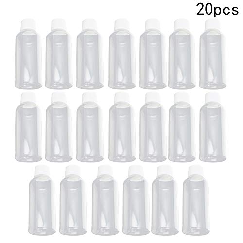 Bettomshın 20 Adet 60ml PE Plastik(Gıda Sınıfı) kapaklı şişeler, Laboratuvar İnce Ağız Reaktif Şişesi Sıvı / Katı